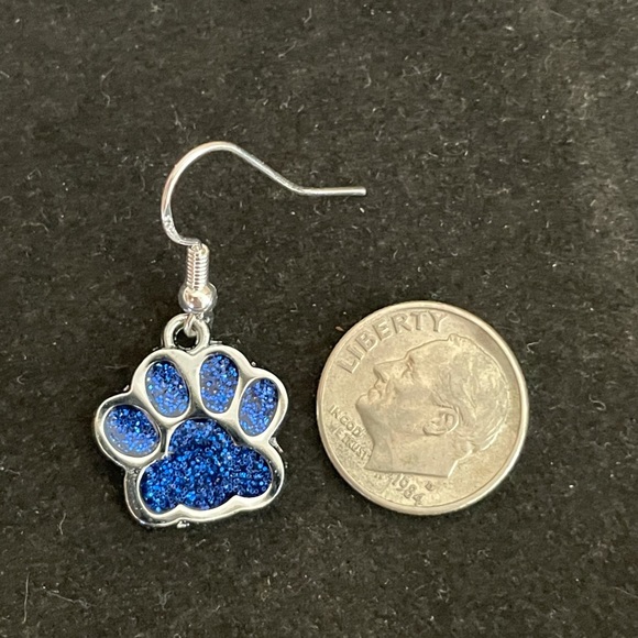 Glitter Paw Print Earrings - Picture 4 of 5